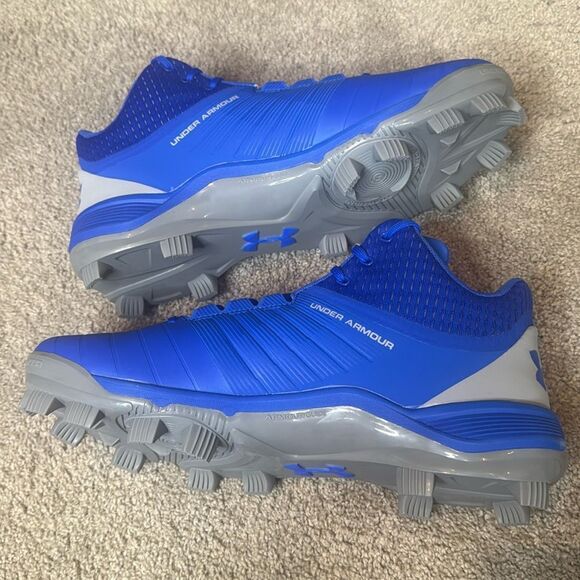 Under Armour Team Yard Mid TPU Blue Gray Baseball Cleats Size 12 3021513-401 NEW main image 7